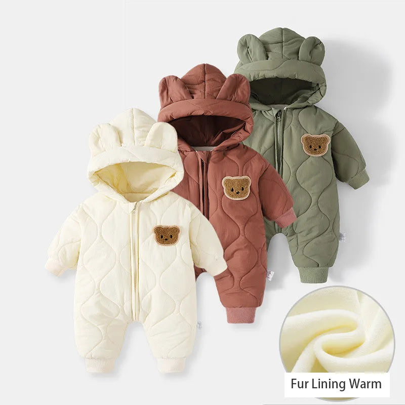  Winter Baby Outwear Clothing Fur Lining Warm Thick Toddler Jumpsuit