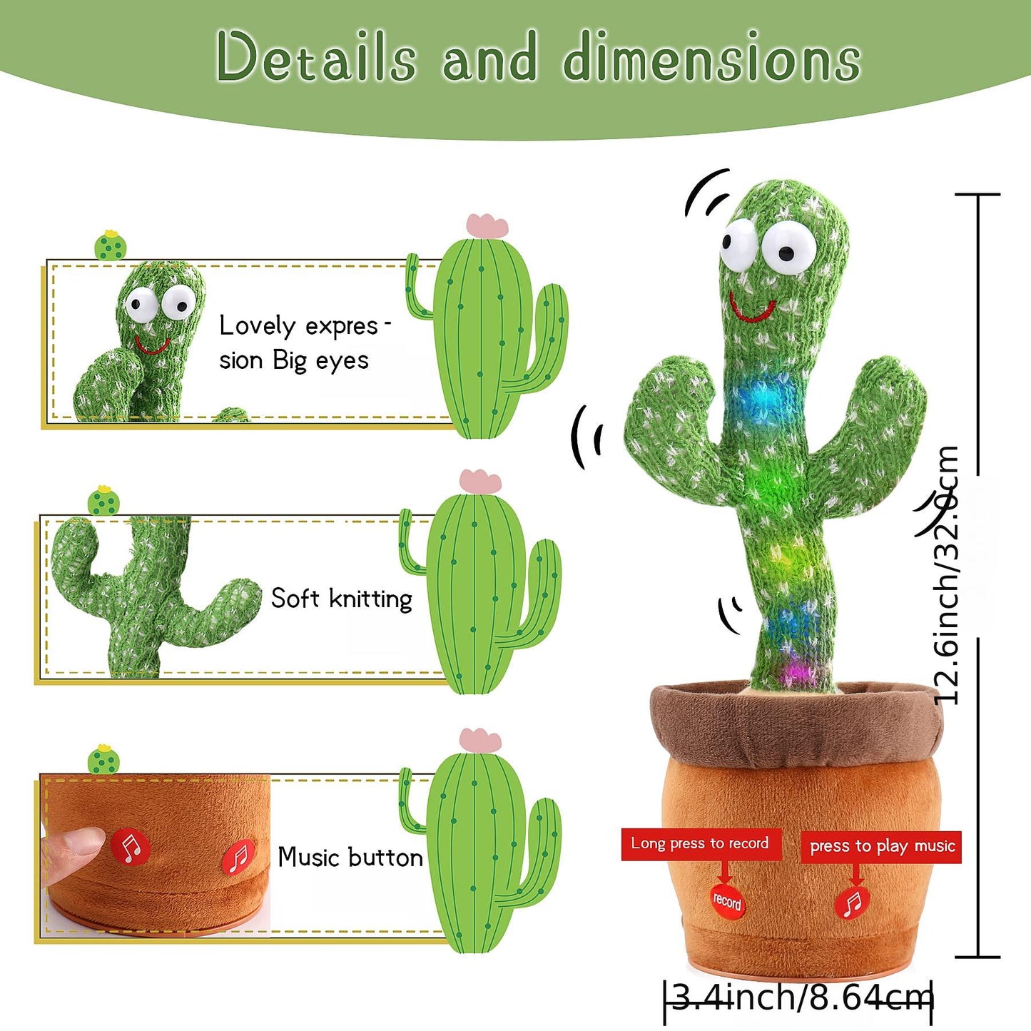 Sing And Dance Cactus Electron Plush Toy Soft Plush Doll