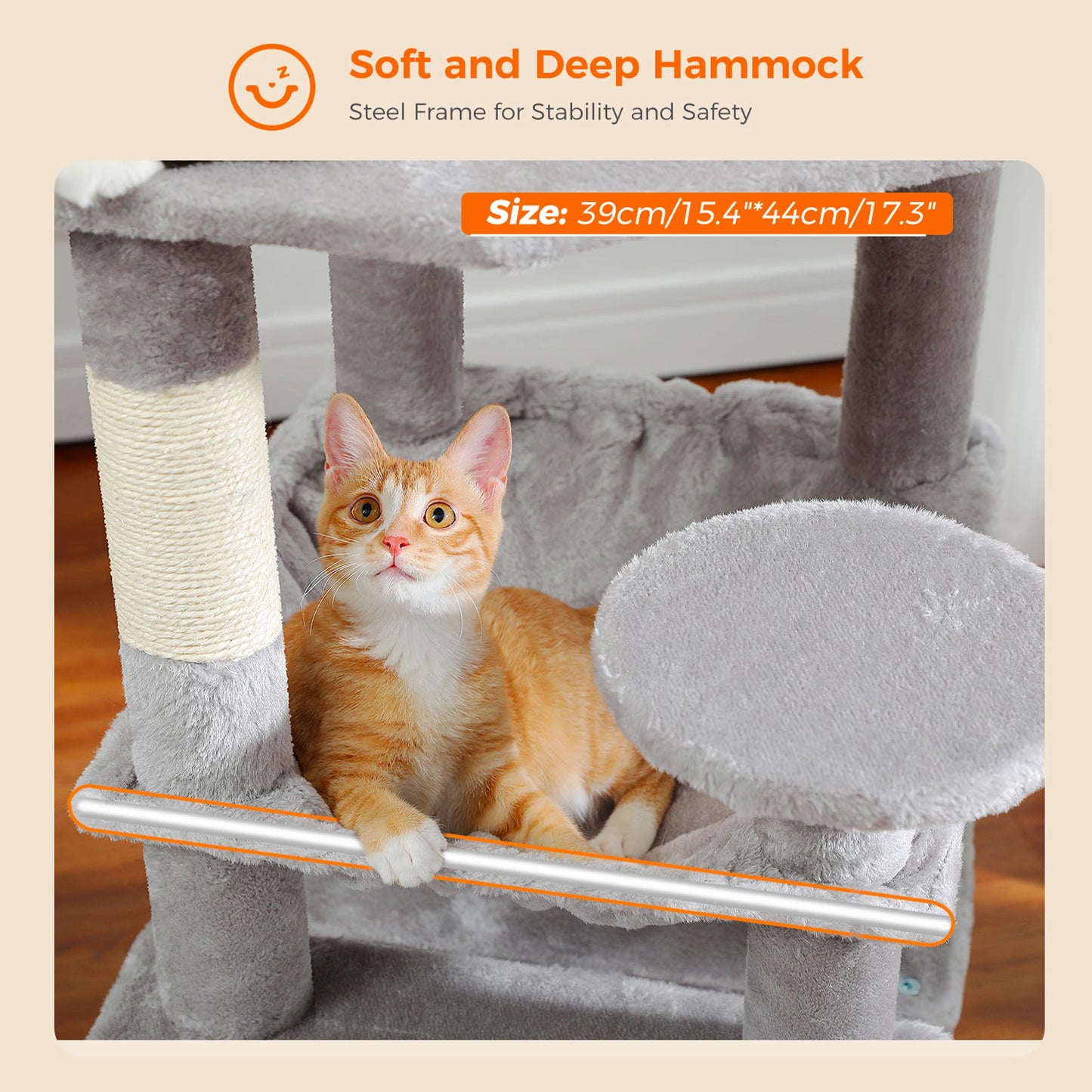 Tall 136cm Cat Tree Tower with Modern Spacious Hammocks Condos