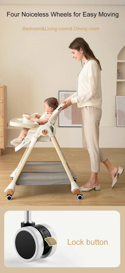 Luxury Baby High Chair with Removable Seat and Tray