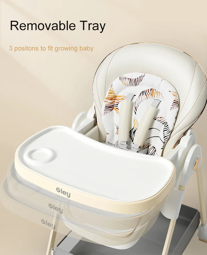 Luxury Baby High Chair with Removable Seat and Tray