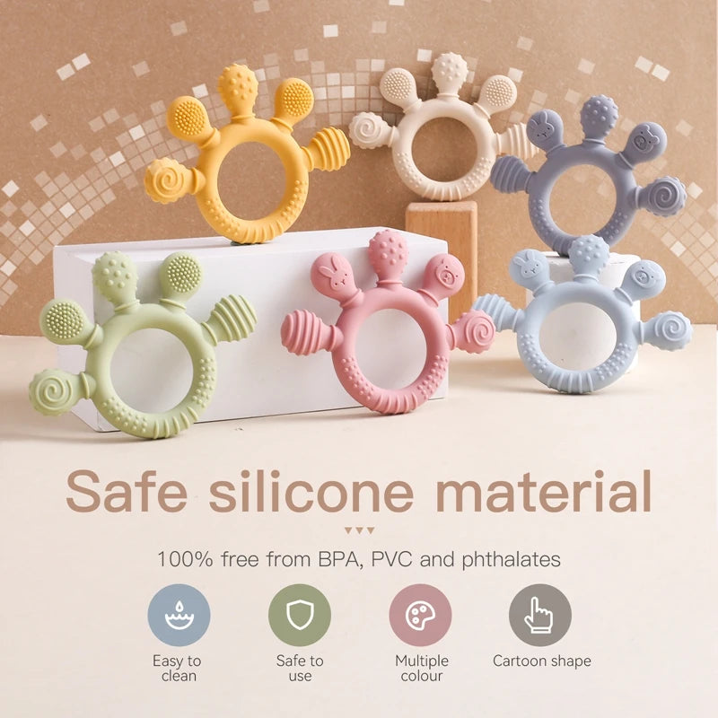 1pc Silicone Teether,Food Grade Baby 0-12