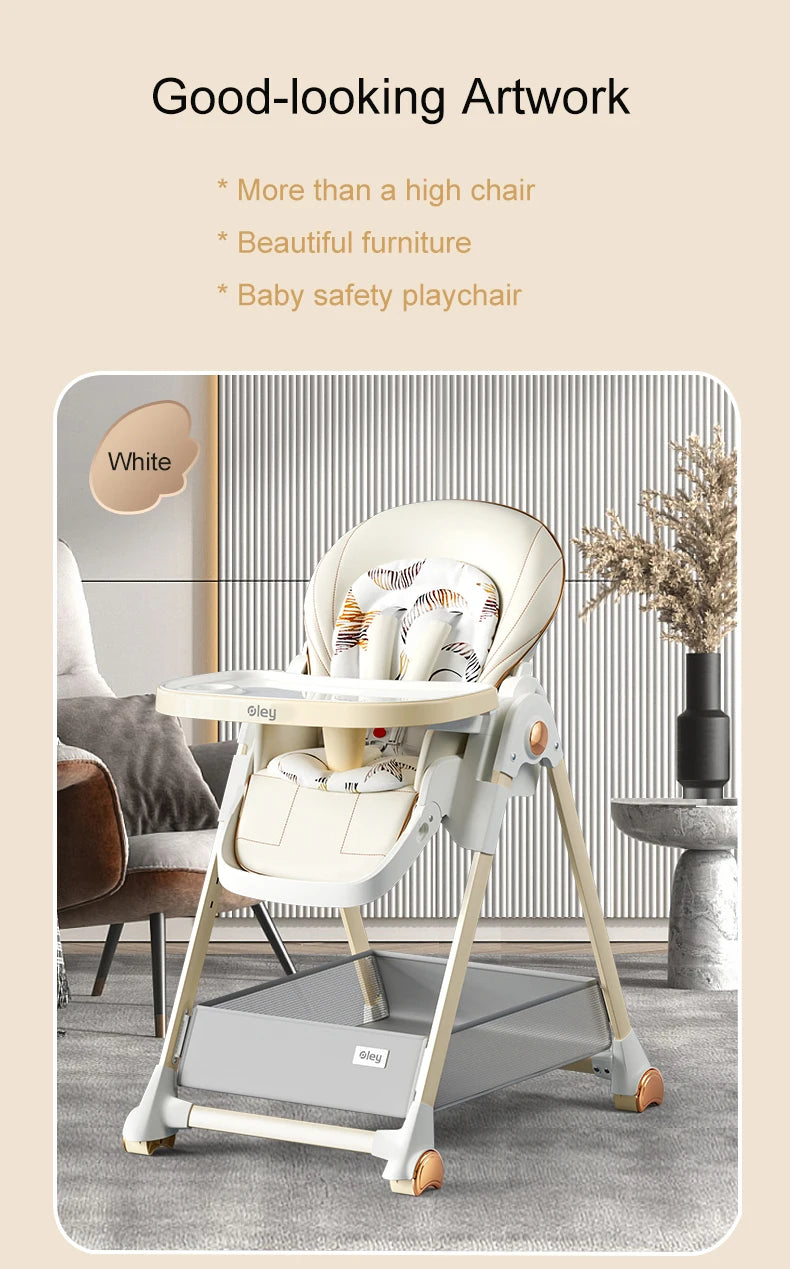 Luxury Baby High Chair with Removable Seat and Tray