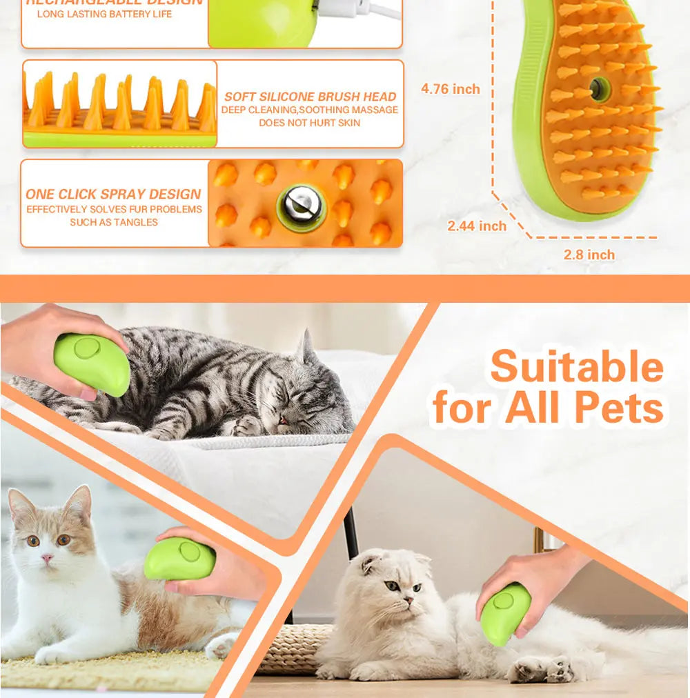 Cat Dog Steamy Brush Steam Brush Electric Sprayer for Massage Pet Grooming tool