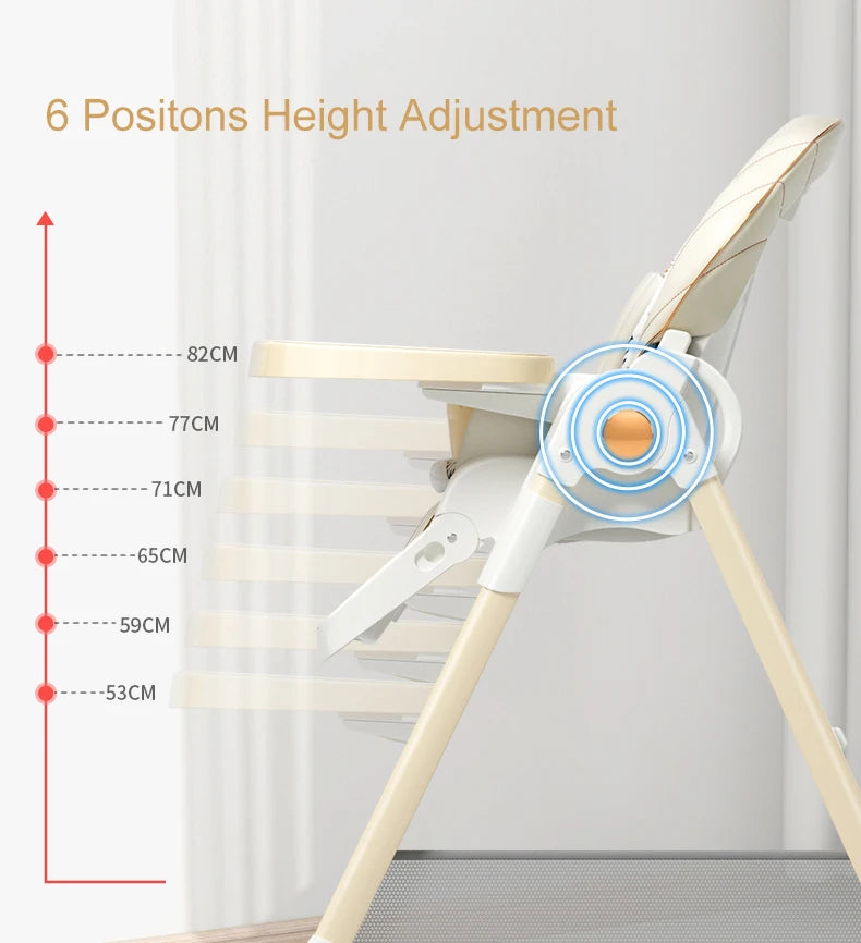 Luxury Baby High Chair with Removable Seat and Tray