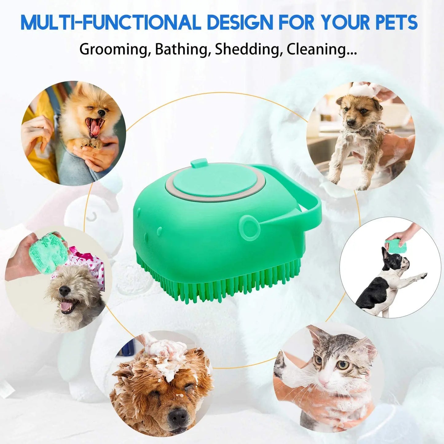 Pet Dog Shampoo Brush 2.7oz 80ml Cat Massage Comb Grooming Scrubber