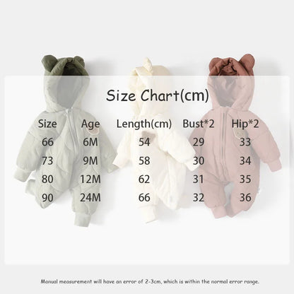 ﻿ Winter Baby Outwear Clothing Fur Lining Warm Thick Toddler Jumpsuit