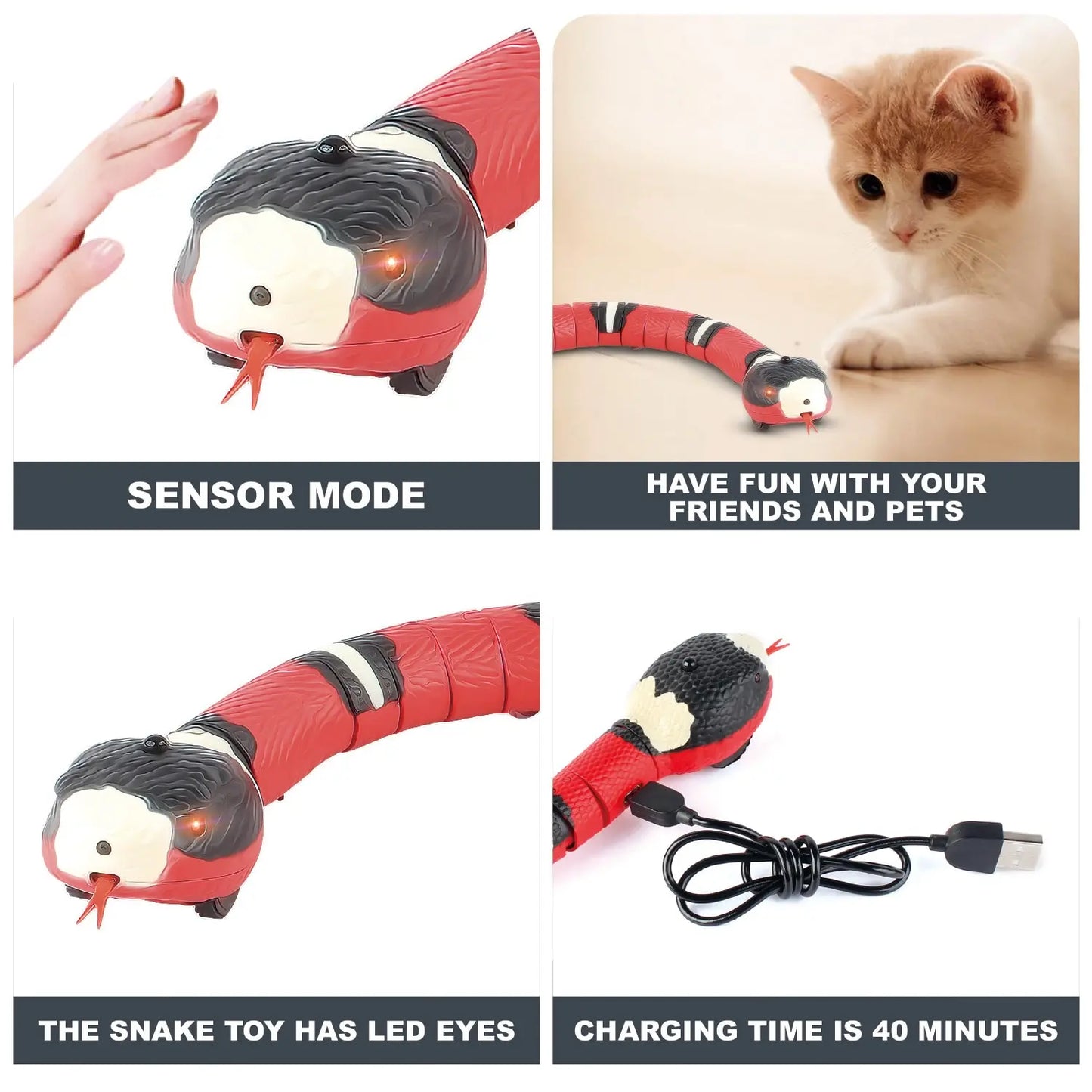 Smart Sensing Cat Toys Interactive Automatic Eletronic Snake Cat Teaser