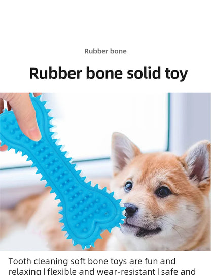 1PC Pet Chew Toy Soft Rubber Bite-resistance Bone Shape