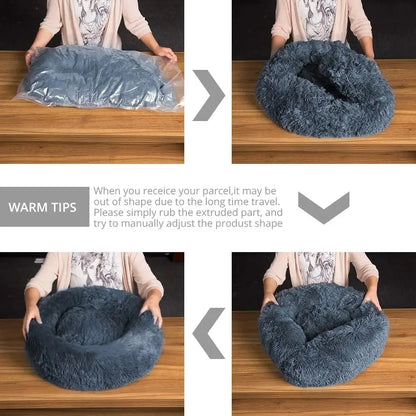 40-90cm Fluffy Dog Bed For Large Round Dog