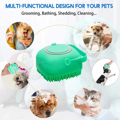 Pet Dog Shampoo Brush 2.7oz 80ml Cat Massage Comb Grooming Scrubber